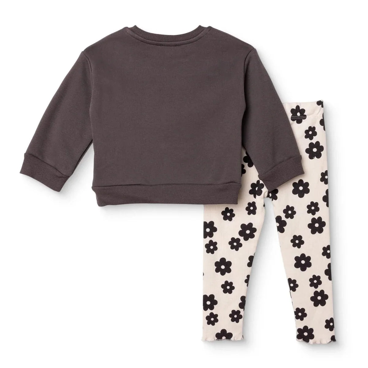 HelloBaby Floral Print Baby Sweatshirt & Leggings Set (3-6 Months to 4-5 Years) - Dark Grey