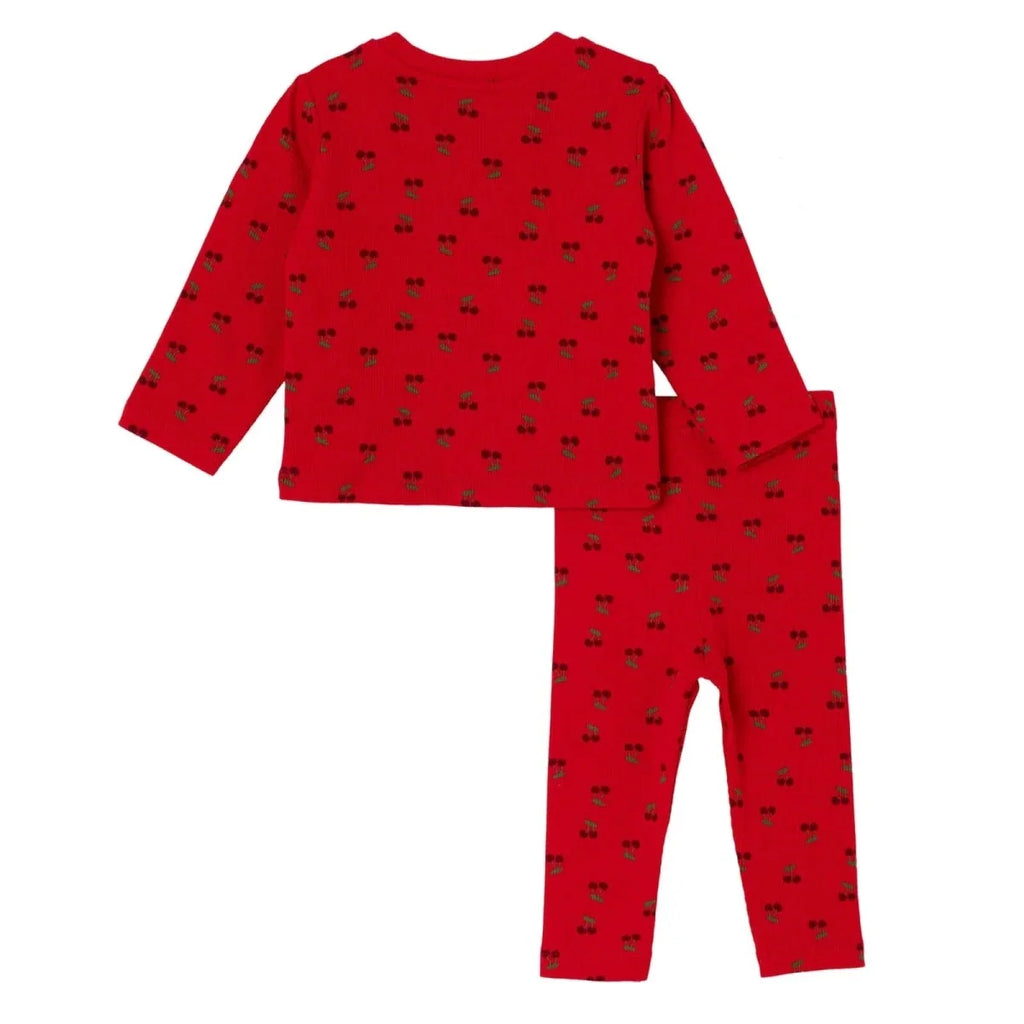 HelloBaby 2 Piece Cherry Print Baby T-Shirt & Leggings Set (1-3 Months to 12 Months) - Red