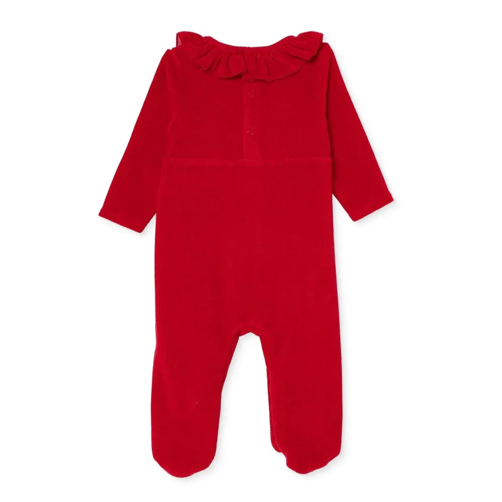 HelloBaby Bow Embroidered Velour Footed Baby Sleepsuit (Newborn to 6-9 Months) - Red