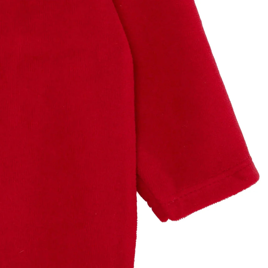 HelloBaby Bow Embroidered Velour Footed Baby Sleepsuit (Newborn to 6-9 Months) - Red