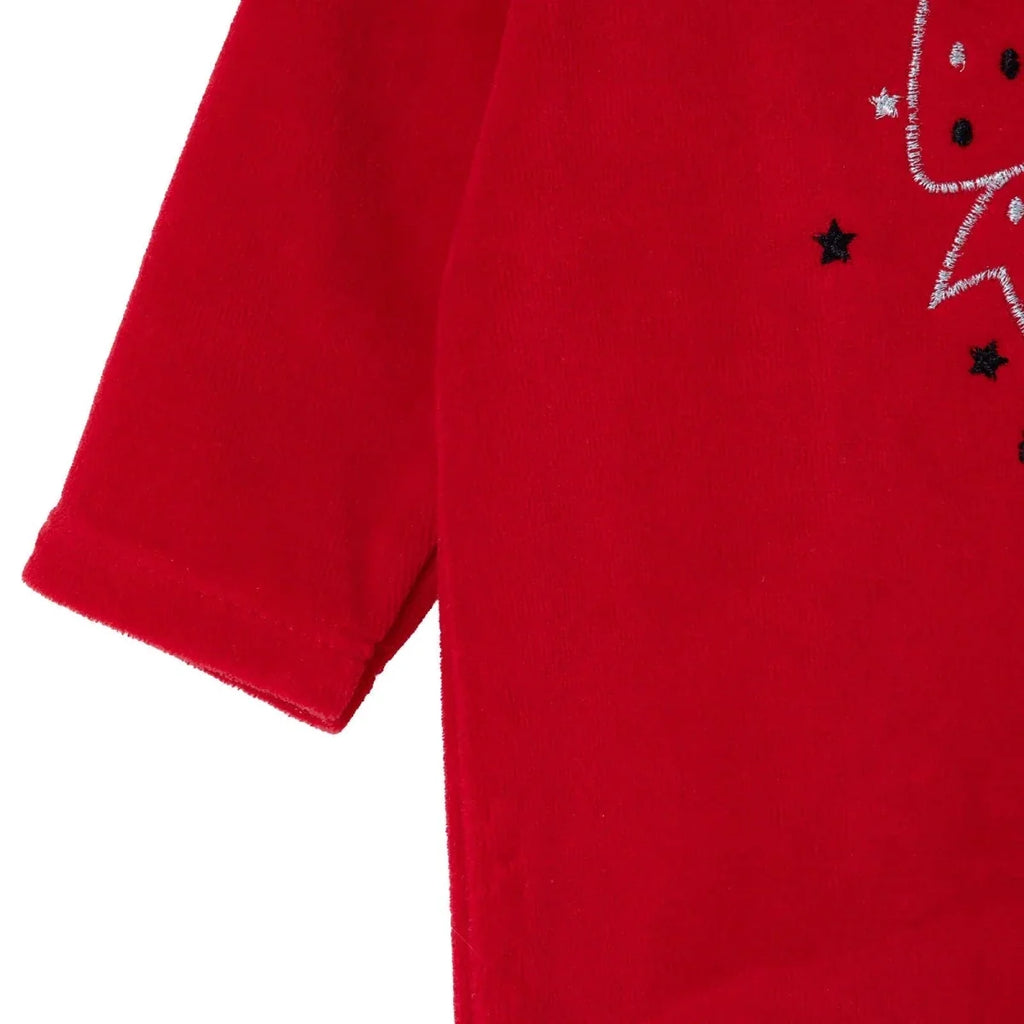 HelloBaby Bow Embroidered Velour Footed Baby Sleepsuit (Newborn to 6-9 Months) - Red