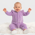 HelloBaby Frill Shoulder Footless Velour Baby Sleepsuit (Newborn to 6-9 Months) - Lilac