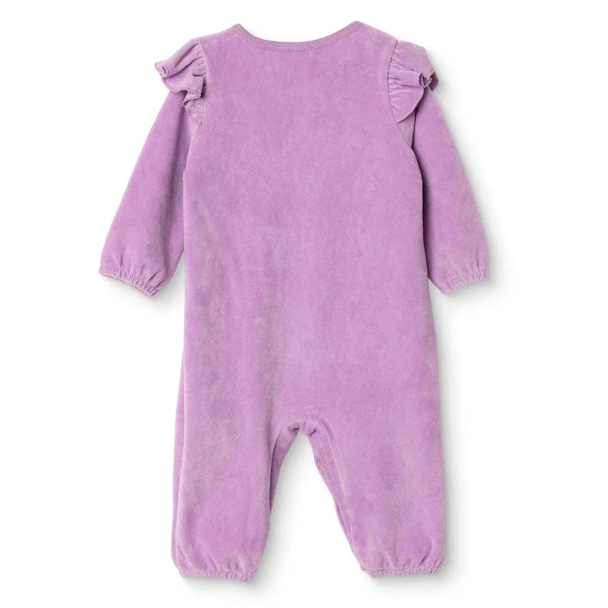 HelloBaby Frill Shoulder Footless Velour Baby Sleepsuit (Newborn to 6-9 Months) - Lilac
