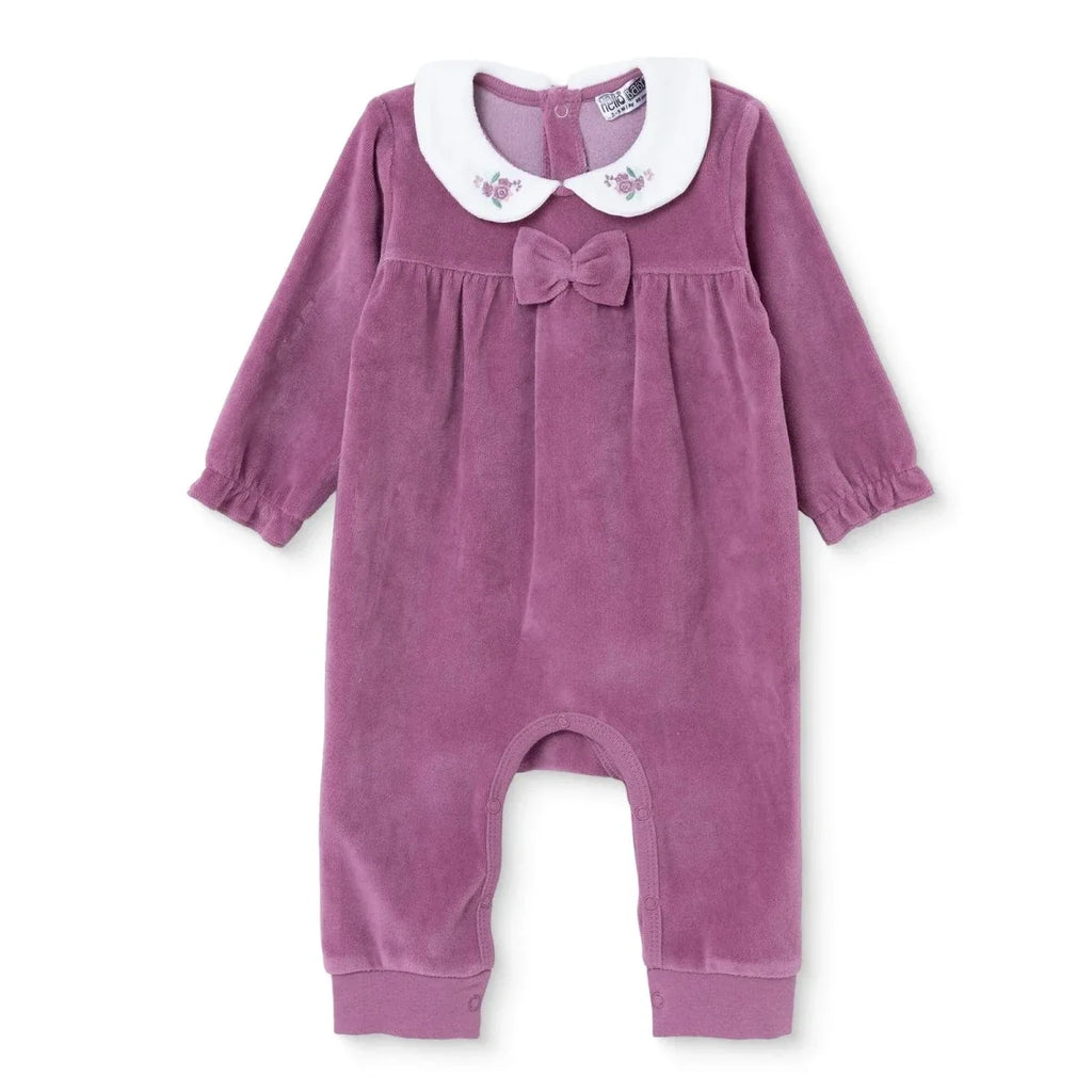 HelloBaby Embroidered Footless Velour Baby Sleepsuit (Newborn to 6-9 Months) - Lilac