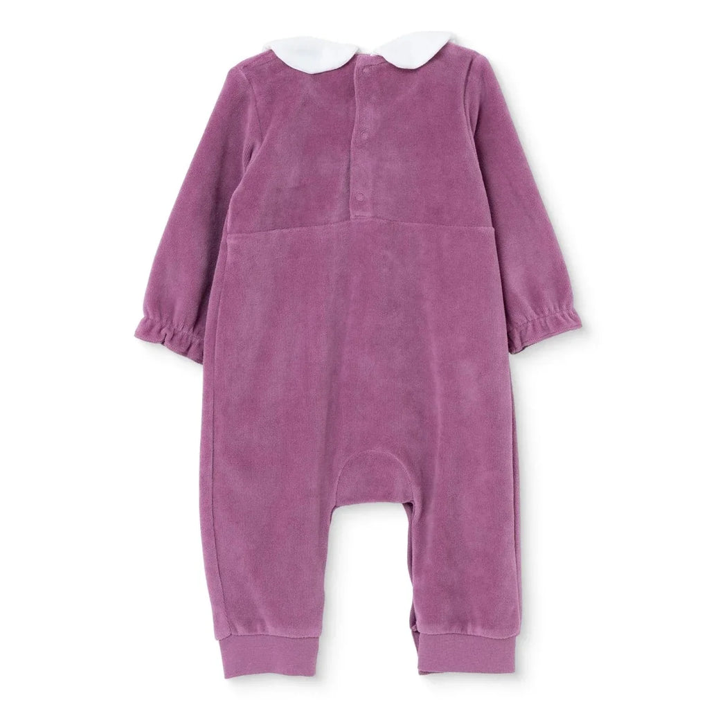 HelloBaby Embroidered Footless Velour Baby Sleepsuit (Newborn to 6-9 Months) - Lilac