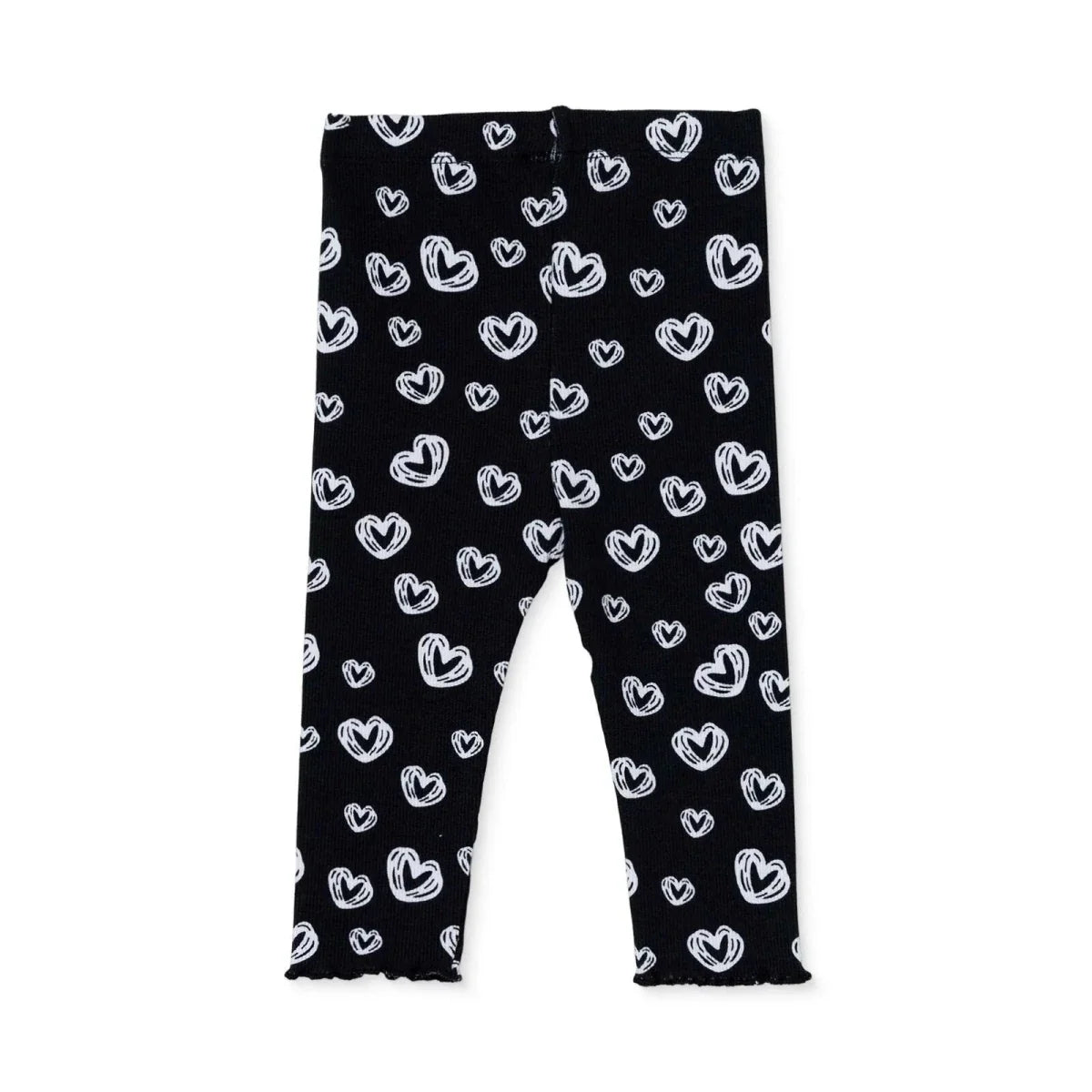 HelloBaby Heart Print Ribbed Baby Leggings (1-3 Months to 12 Months) - Black Printed