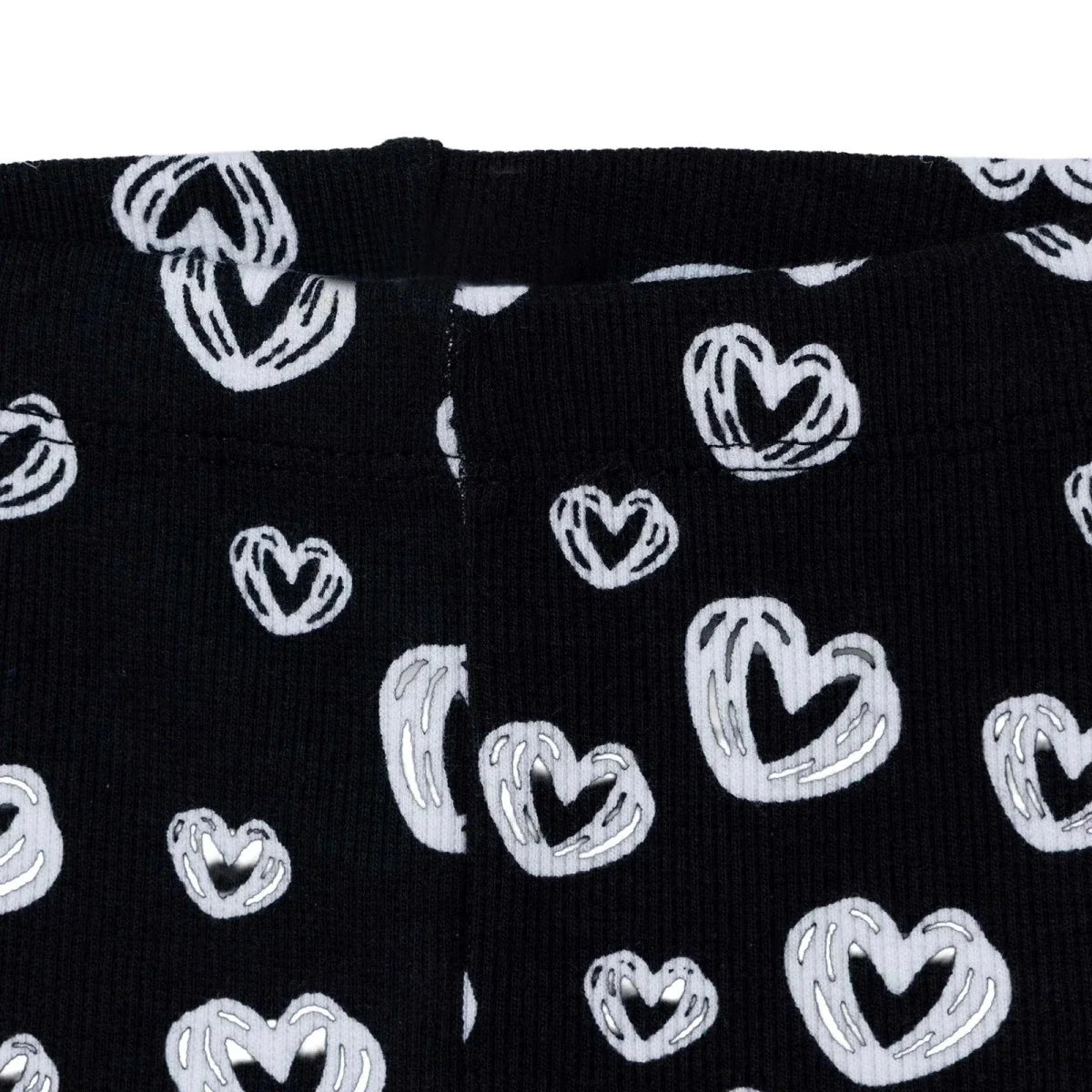 HelloBaby Heart Print Ribbed Baby Leggings (1-3 Months to 12 Months) - Black Printed