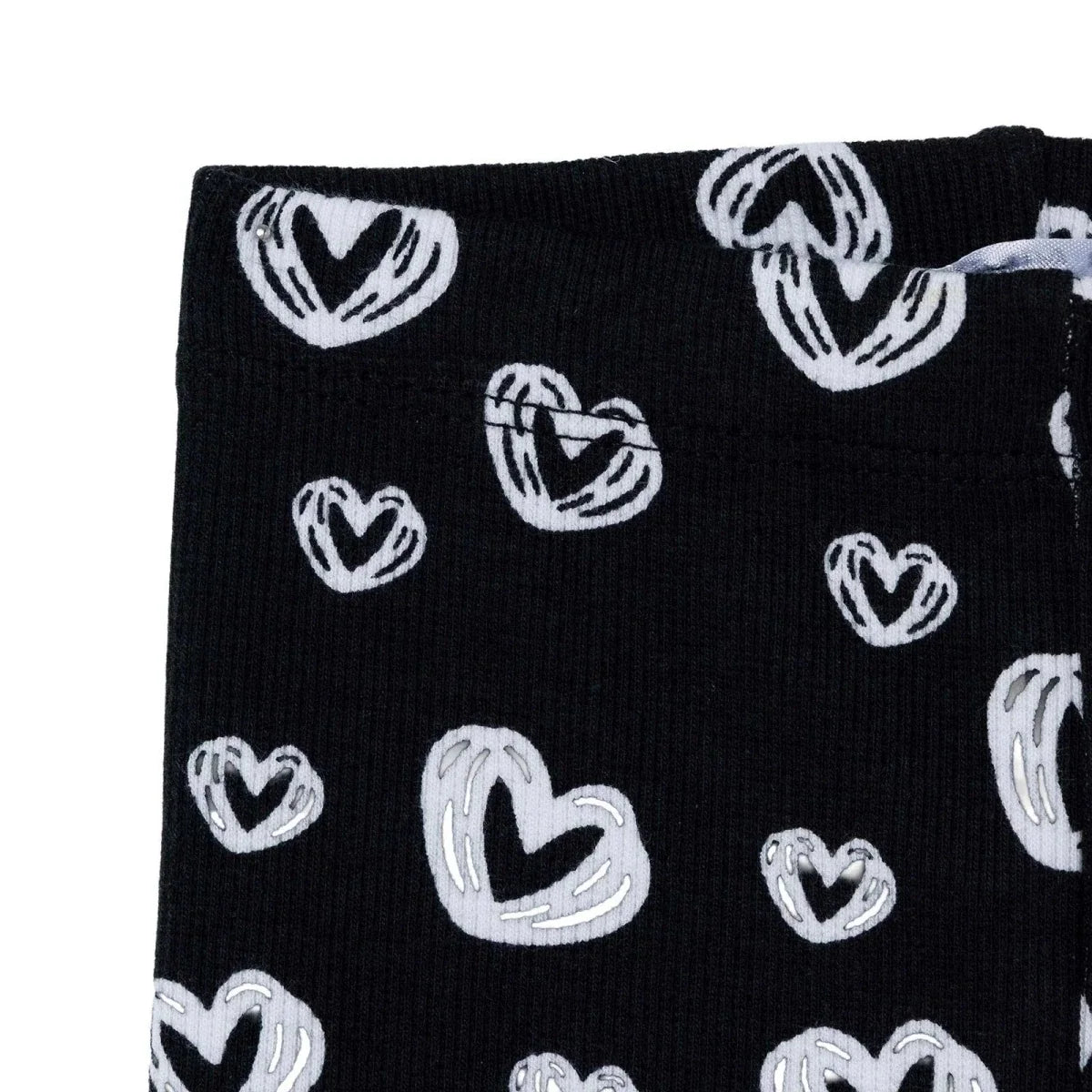 HelloBaby Heart Print Ribbed Baby Leggings (1-3 Months to 12 Months) - Black Printed