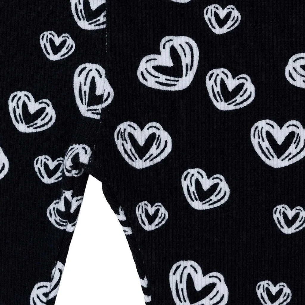 HelloBaby Heart Print Ribbed Baby Leggings (1-3 Months to 12 Months) - Black Printed
