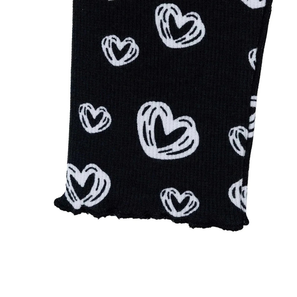 HelloBaby Heart Print Ribbed Baby Leggings (1-3 Months to 12 Months) - Black Printed
