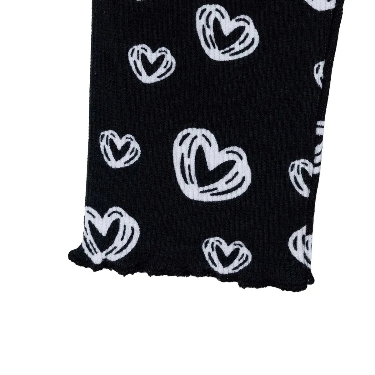 HelloBaby Heart Print Ribbed Baby Leggings (1-3 Months to 12 Months) - Black Printed