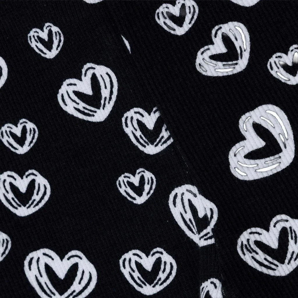 HelloBaby Heart Print Ribbed Baby Leggings (1-3 Months to 12 Months) - Black Printed