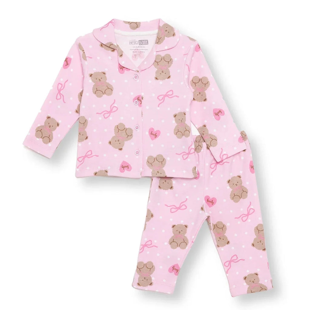 HelloBaby Animal Print Peter Pan Collar Baby Pyjama Set (3-6 Months to 3-4 Years) - Pink