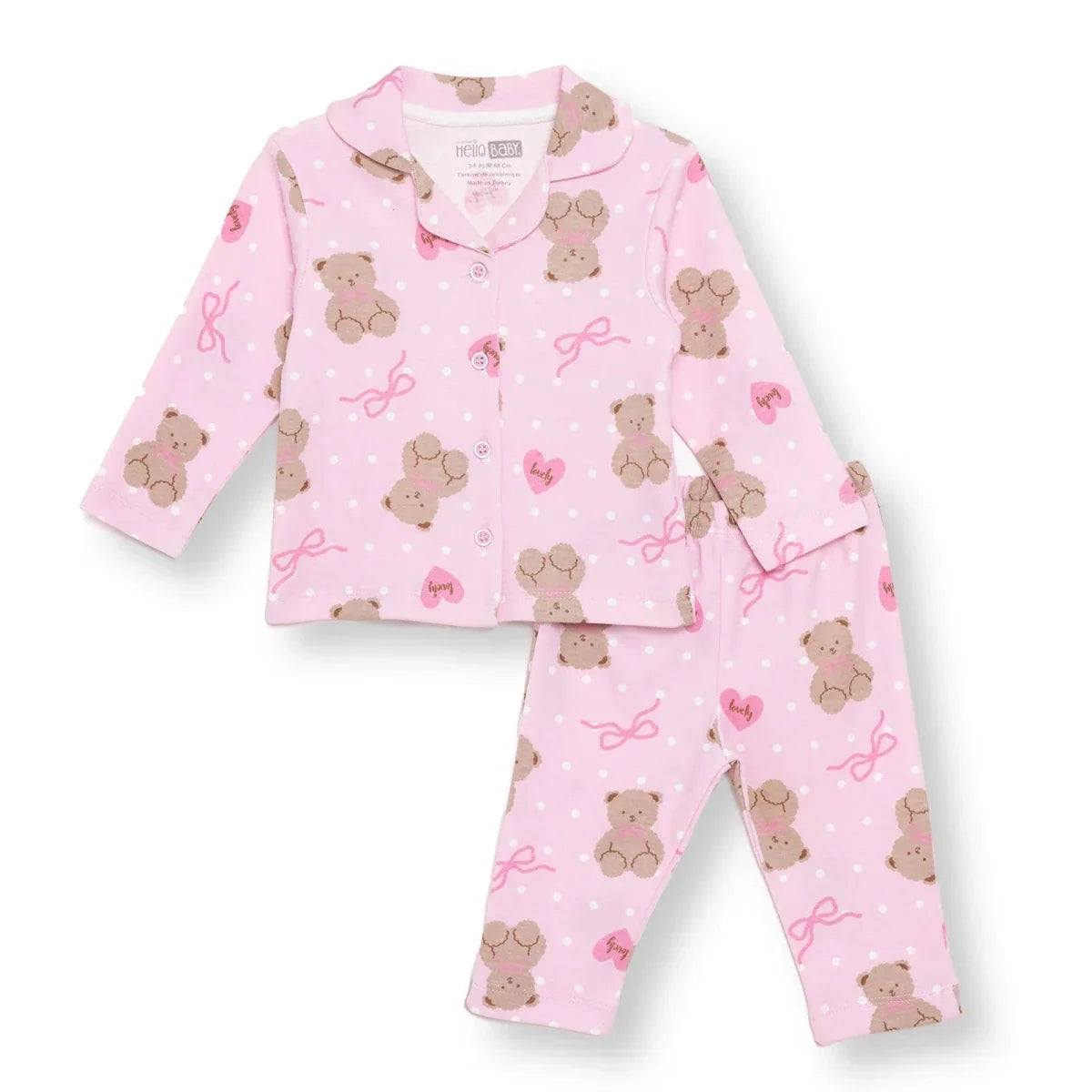 HelloBaby Animal Print Peter Pan Collar Baby Pyjama Set (3-6 Months to 3-4 Years) - Pink