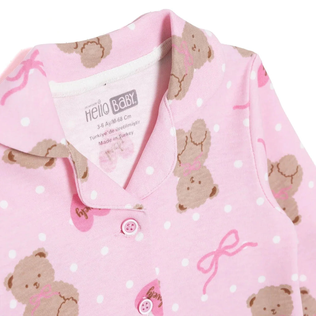 HelloBaby Animal Print Peter Pan Collar Baby Pyjama Set (3-6 Months to 3-4 Years) - Pink