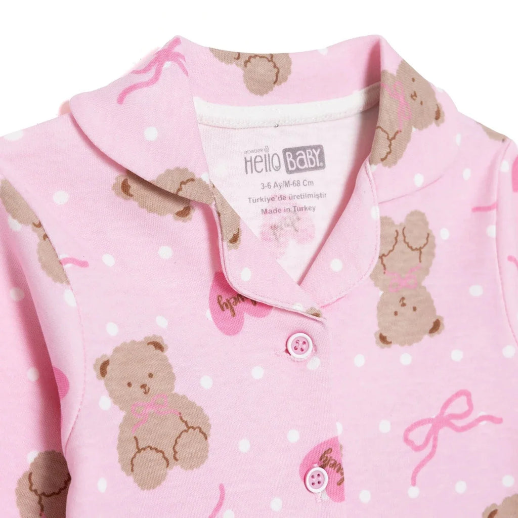 HelloBaby Animal Print Peter Pan Collar Baby Pyjama Set (3-6 Months to 3-4 Years) - Pink