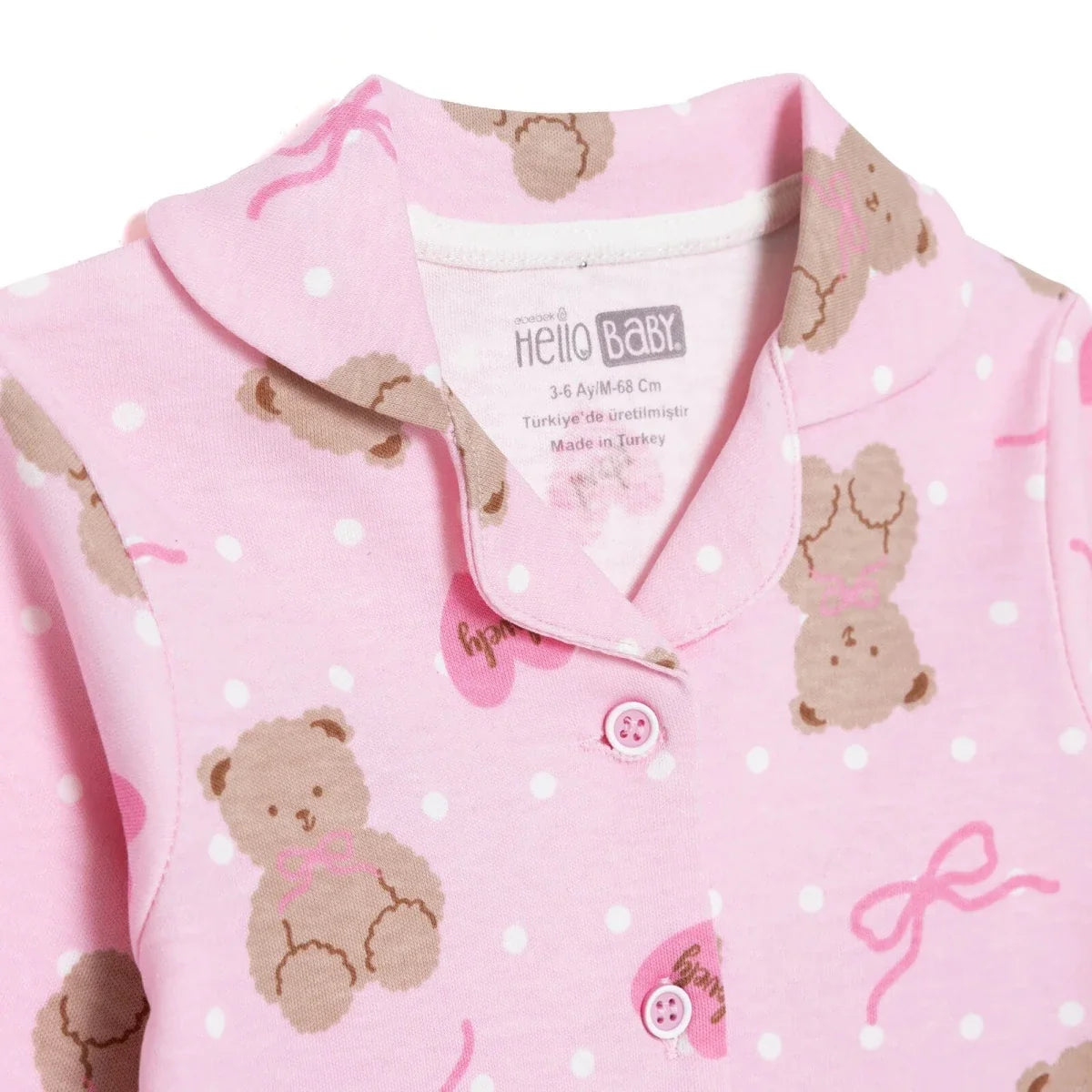 HelloBaby Animal Print Peter Pan Collar Baby Pyjama Set (3-6 Months to 3-4 Years) - Pink