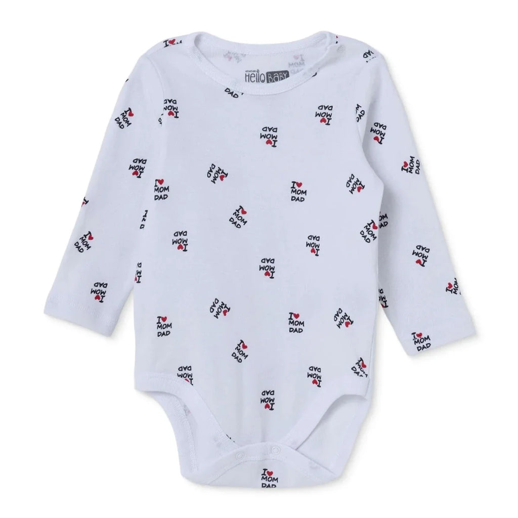 HelloBaby Long Sleeve Baby Bodysuit (1-3 Months to 2-3 Years) - White