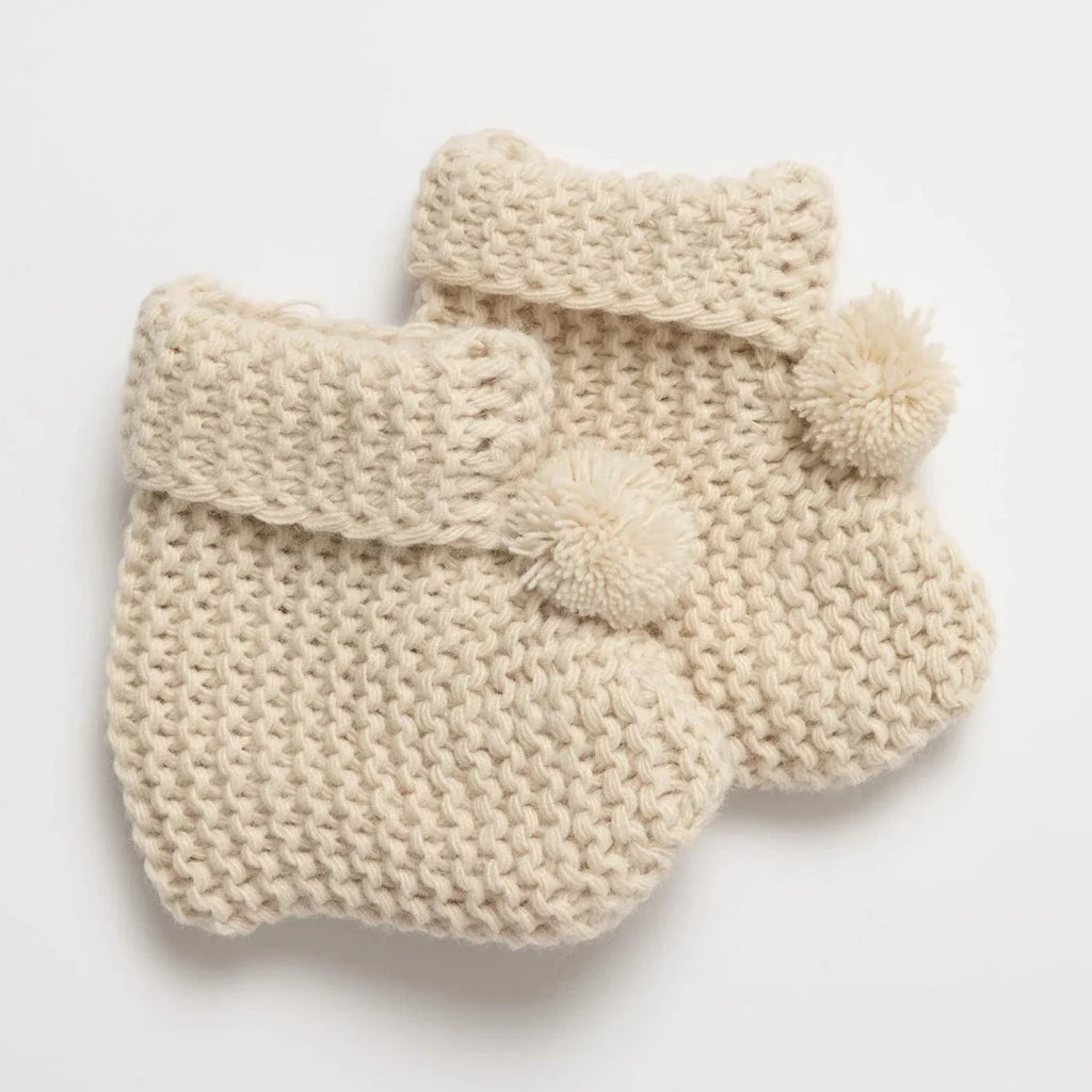 HelloBaby Knitted Baby Booties (Newborn to 3 Months) - Beige