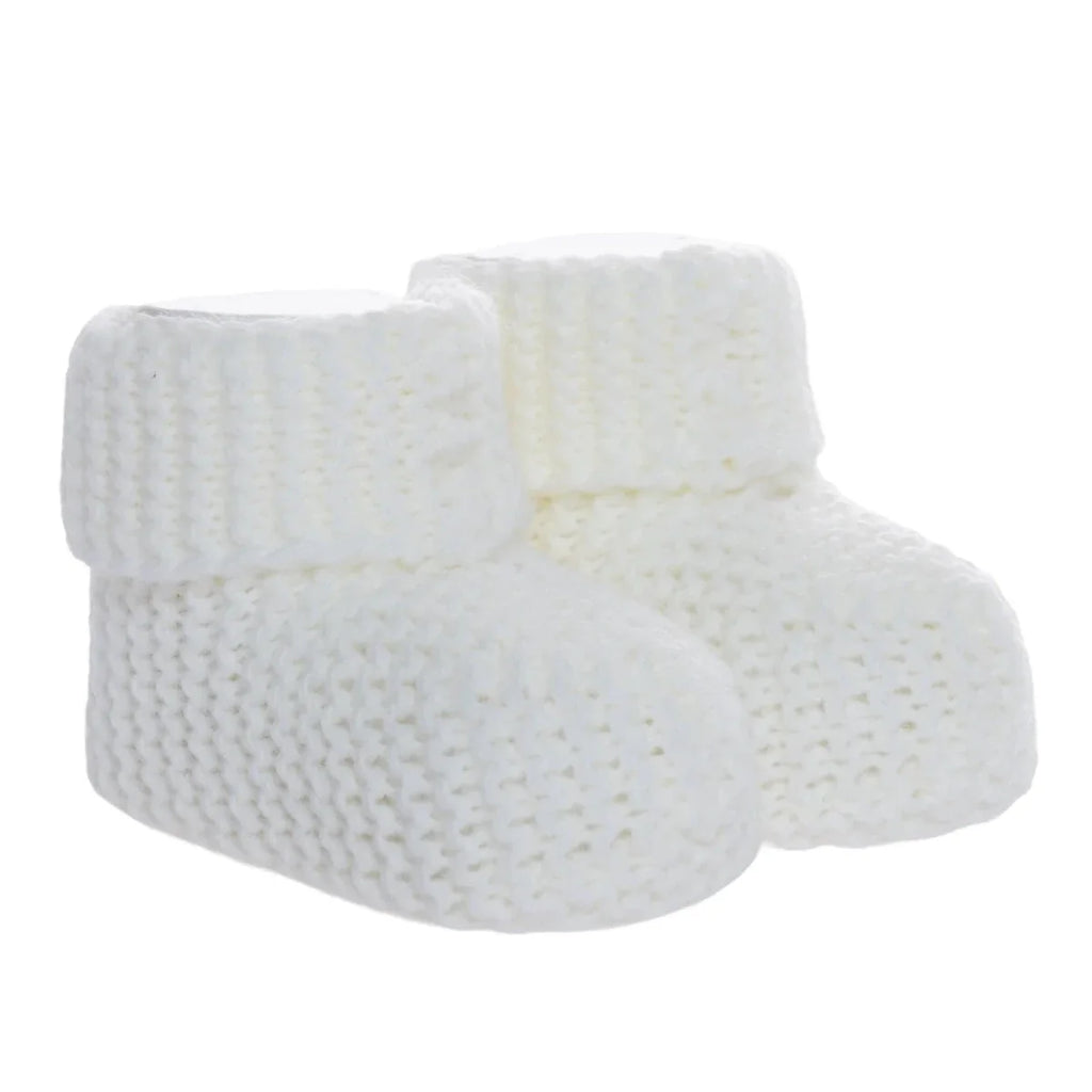 Kitti Knitted Baby Booties (One Size) - Ecru