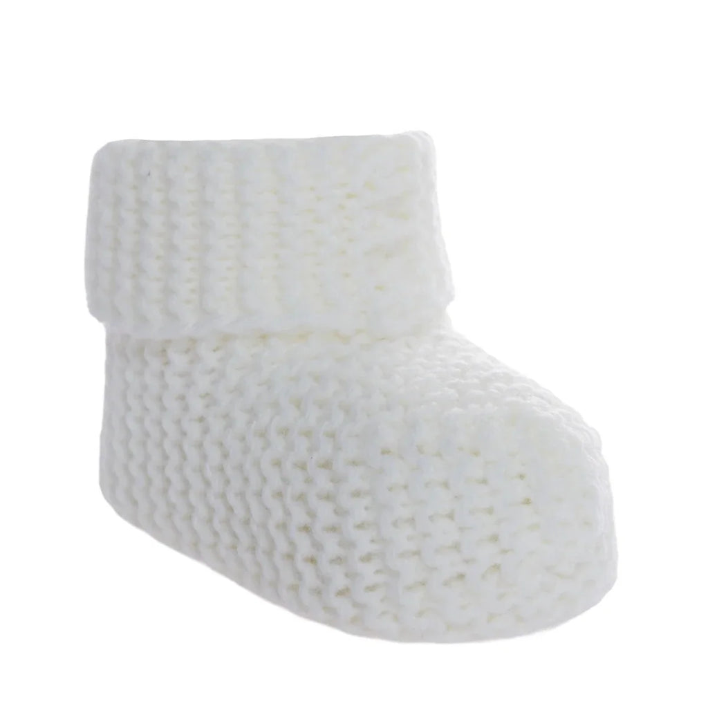 Kitti Knitted Baby Booties (One Size) - Ecru