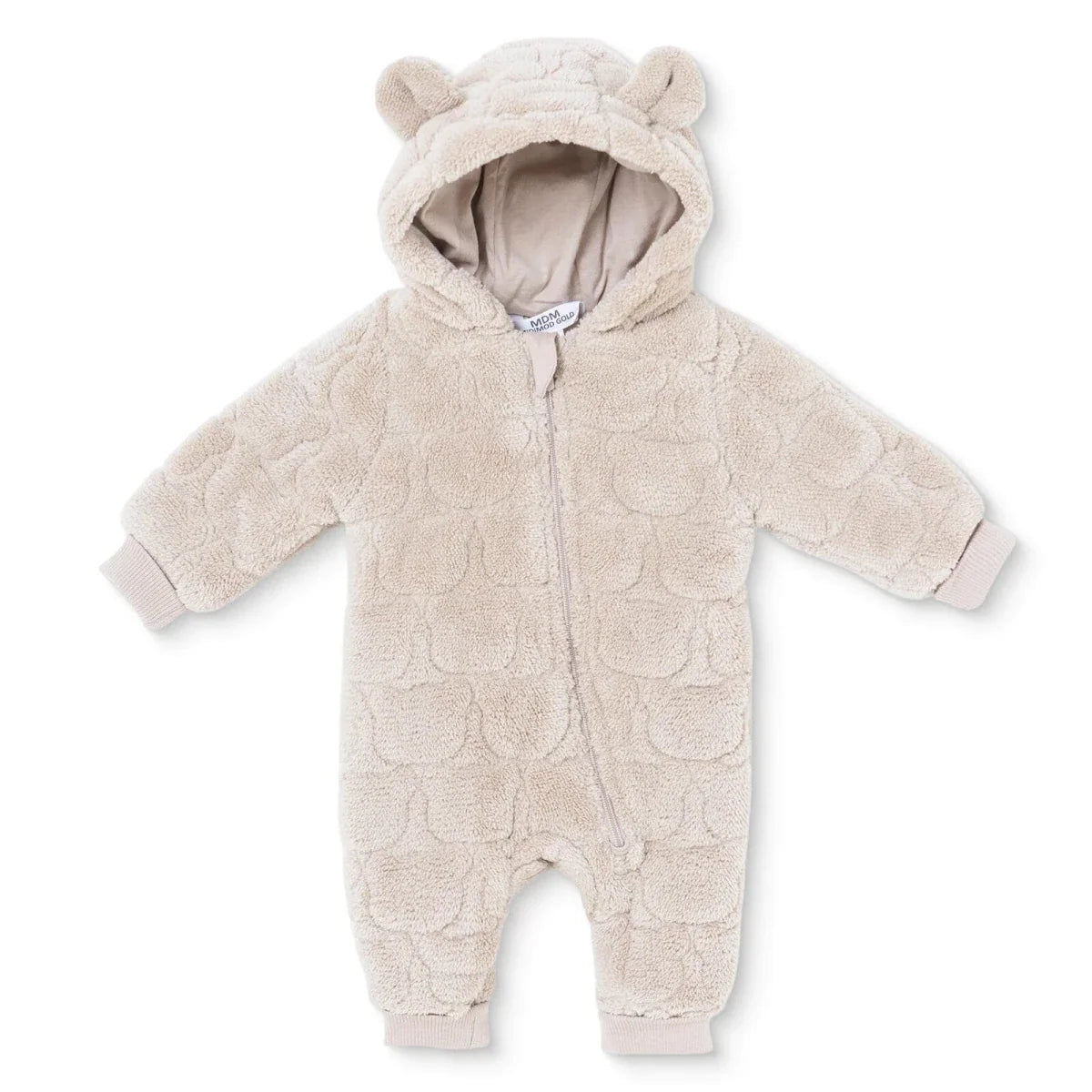 Midimod Animal Print Hooded Fleece Baby Pramsuit (1-3 Months to 12 Months) - Beige
