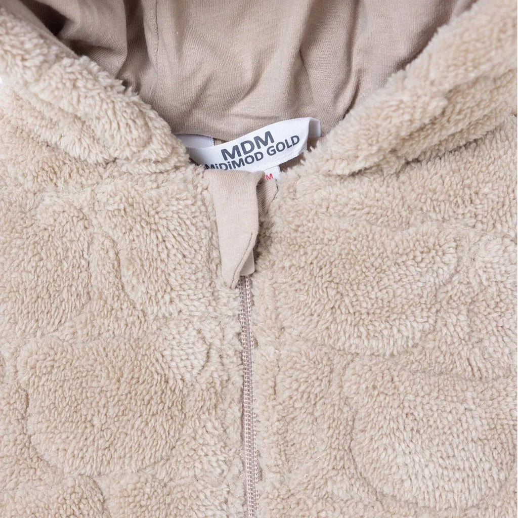 Midimod Animal Print Hooded Fleece Baby Pramsuit (1-3 Months to 12 Months) - Beige