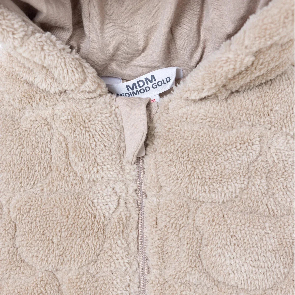 Midimod Animal Print Hooded Fleece Baby Pramsuit (1-3 Months to 12 Months) - Beige