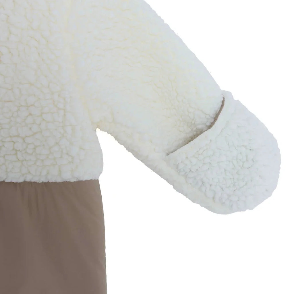 Midimod Hooded Zip-Up Soft Fleece Baby Pramsuit (1-3 Months to 12 Months) - Ecru