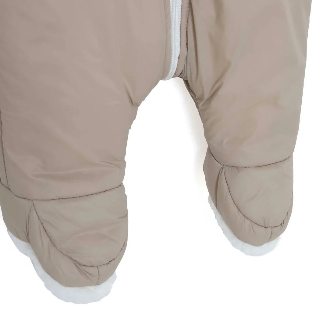 Midimod Hooded Zip-Up Soft Fleece Baby Pramsuit (1-3 Months to 12 Months) - Ecru