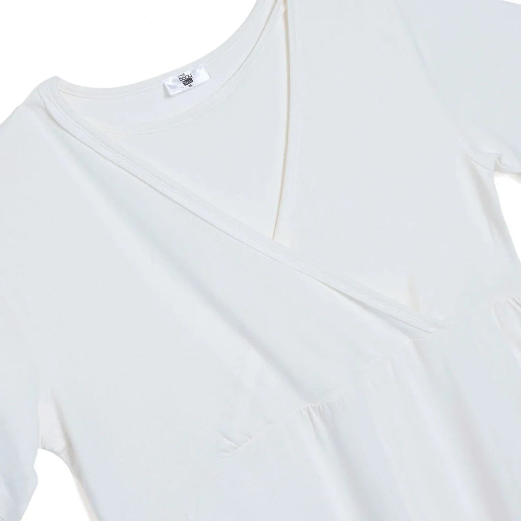 Baby Mom Women's Short Sleeve V-Neck Nightdress (S to 2XL) - Ecru