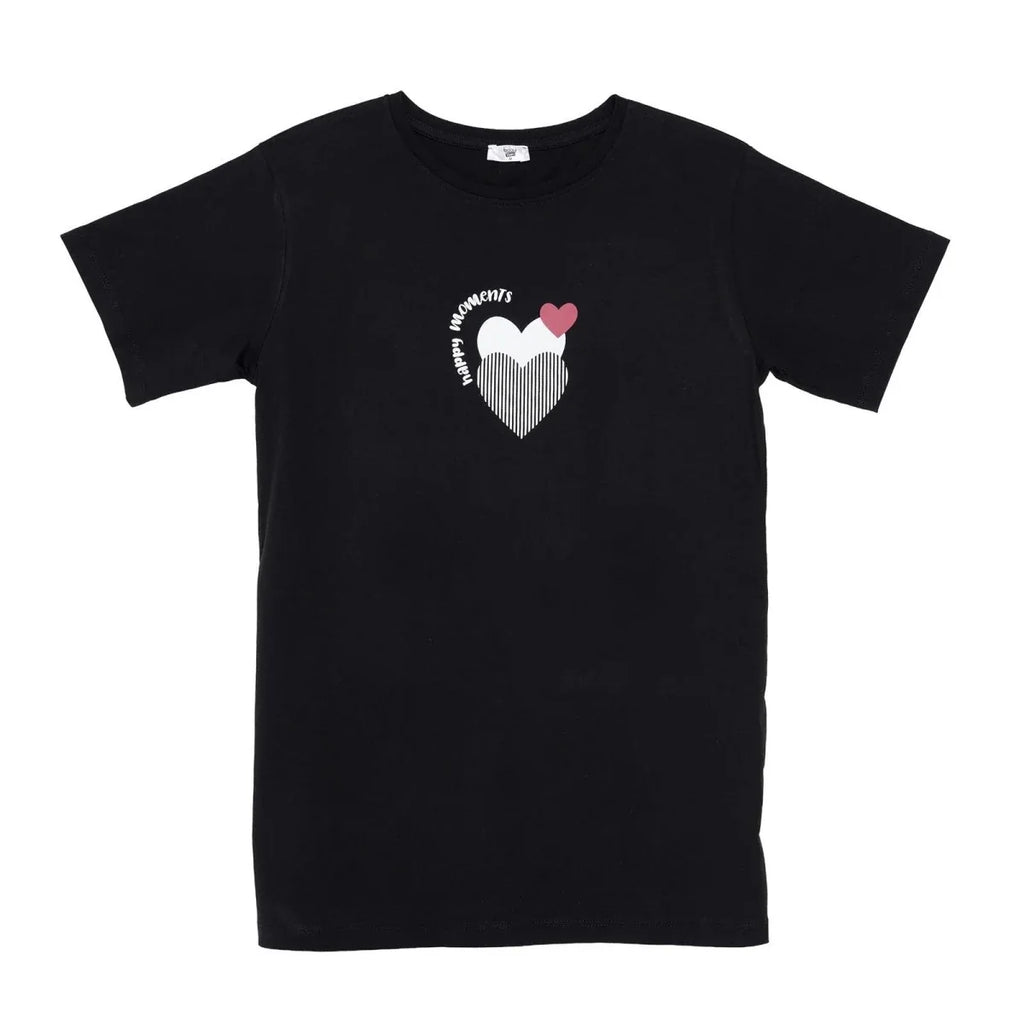 Baby Mom Heart Print Women's Maternity Short Sleeve T-Shirt (S to 2XL) - Black