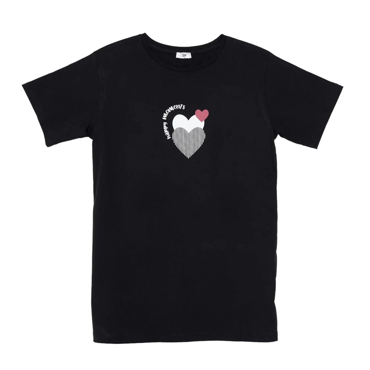Baby Mom Heart Print Women's Maternity Short Sleeve T-Shirt (S to 2XL) - Black