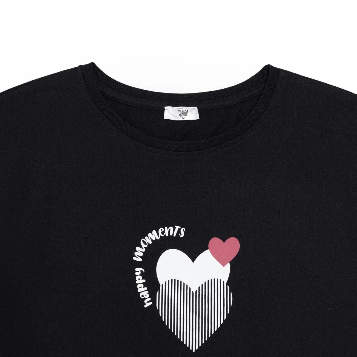 Baby Mom Heart Print Women's Maternity Short Sleeve T-Shirt (S to 2XL) - Black
