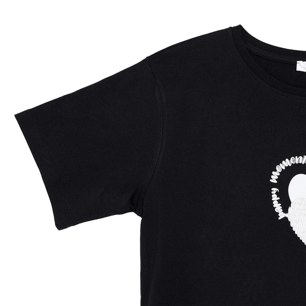 Baby Mom Heart Print Women's Maternity Short Sleeve T-Shirt (S to 2XL) - Black