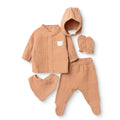 HelloBaby 5 Piece Muslin Baby Hospital Bag Set on a Hanger (Newborn) - Brown