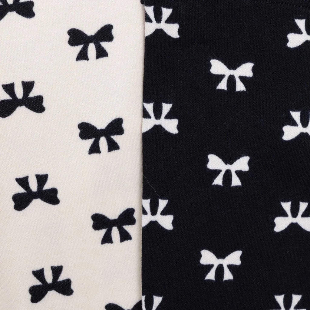 HelloBaby 2 Pack Bow Print Interlock Footless Baby Bottoms (3-6 Months to 2-3 Years) - Black