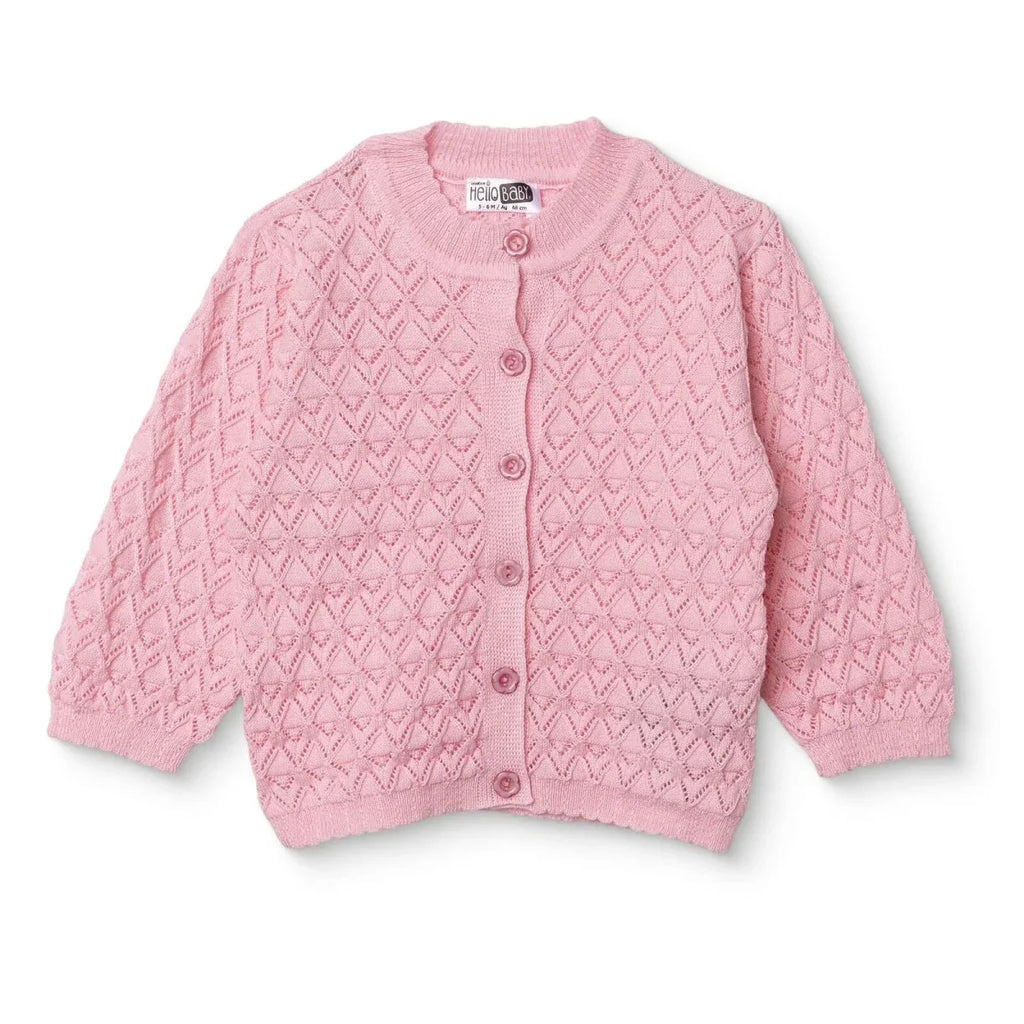 HelloBaby Floral Print Knitted Baby Cardigan (1-3 Months to 12 Months) - Pink