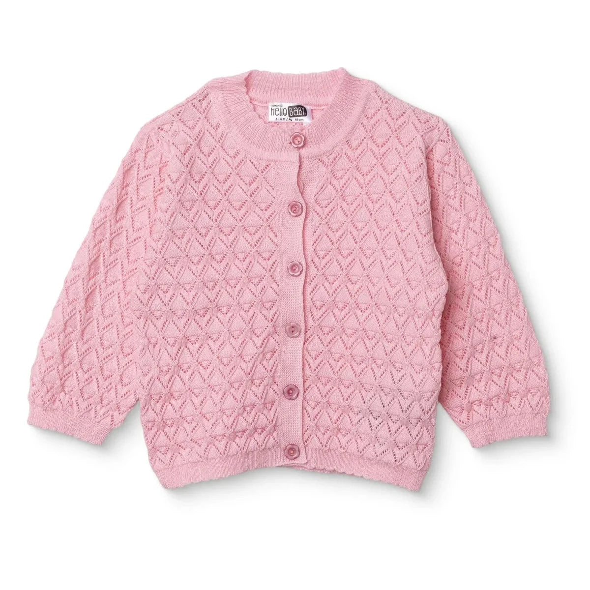 HelloBaby Floral Print Knitted Baby Cardigan (1-3 Months to 12 Months) - Pink