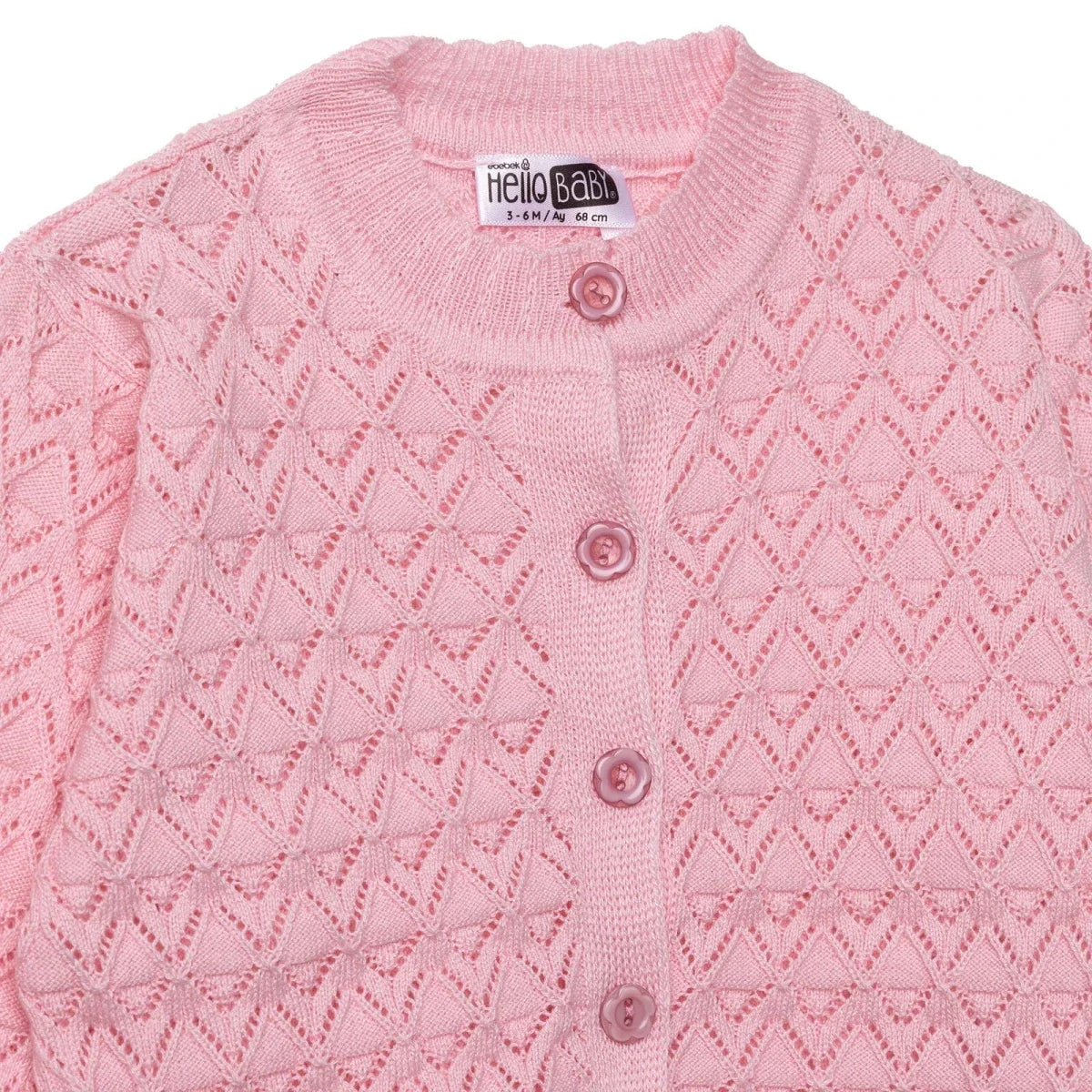 HelloBaby Floral Print Knitted Baby Cardigan (1-3 Months to 12 Months) - Pink