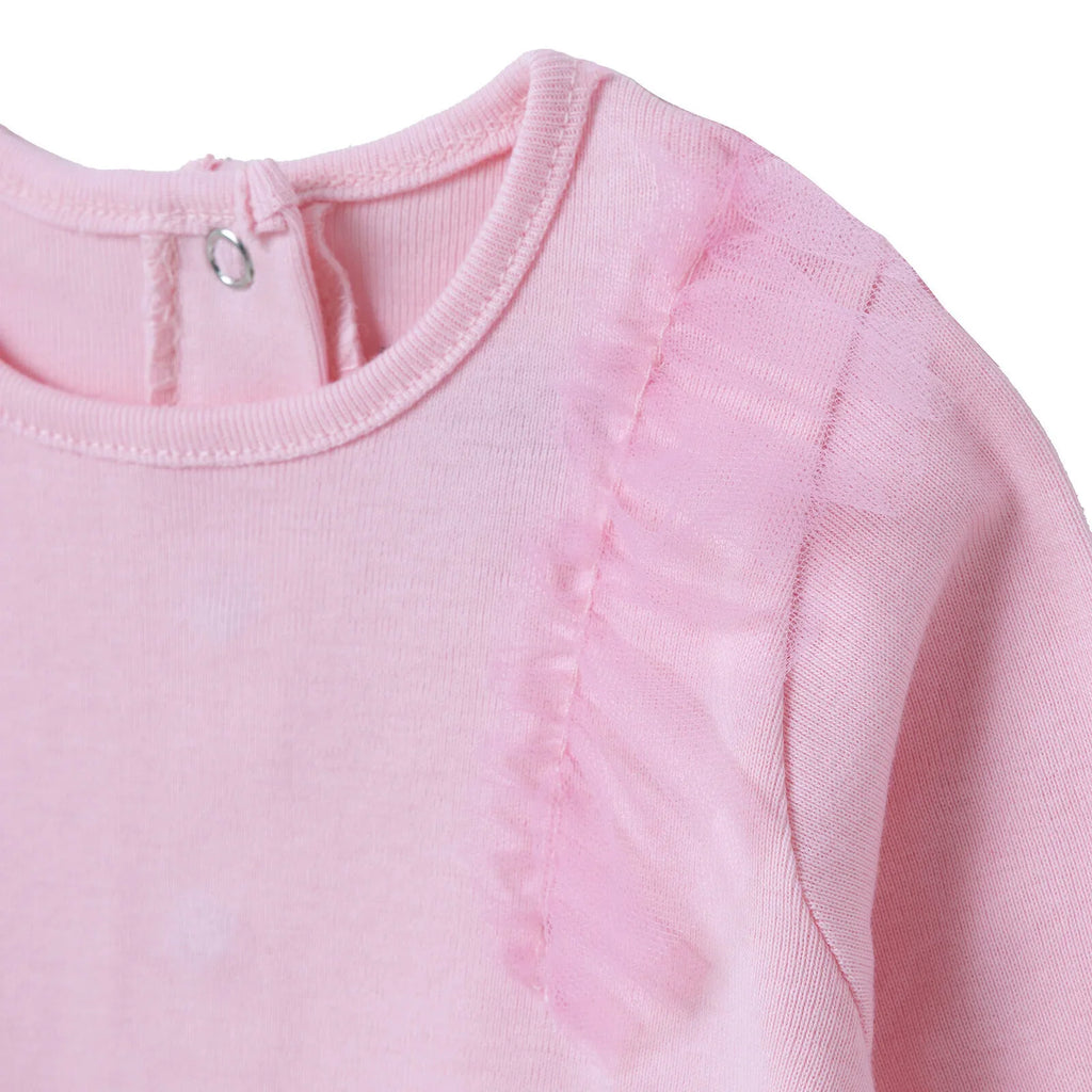 HelloBaby Floral Print Long Sleeve Baby Top & Tulle Skirt Set (1-3 to 12 Months) - Pink