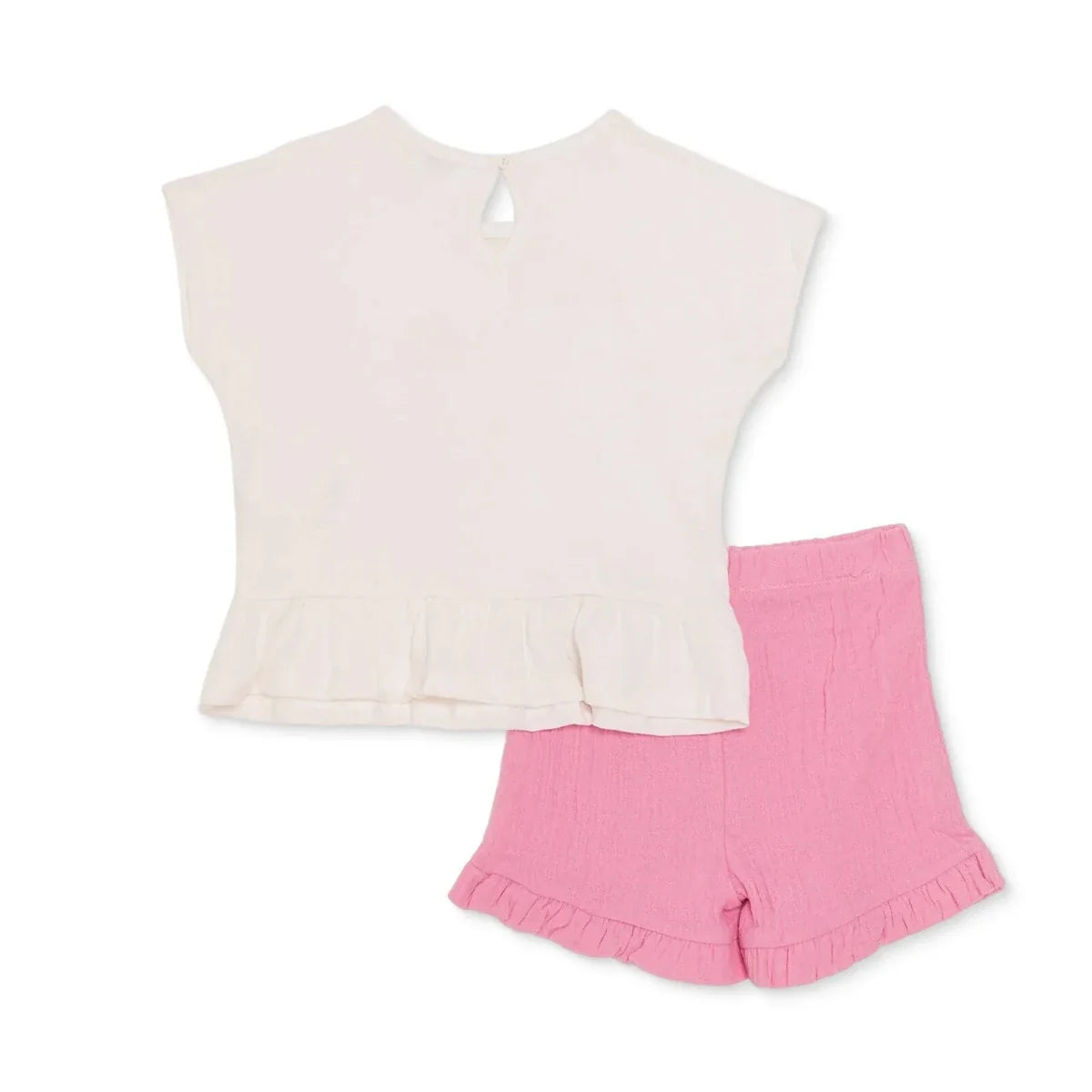 HelloBaby Short Sleeve Baby T-Shirt & Shorts Set (6-9 Months to 4-5 Years) - Ecru