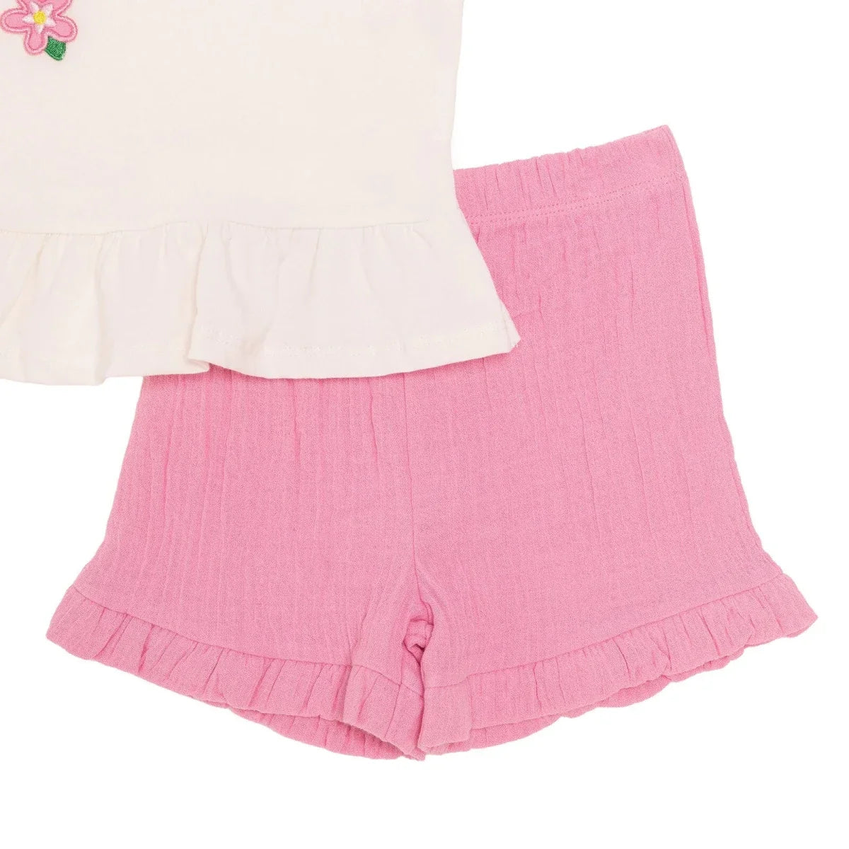 HelloBaby Short Sleeve Baby T-Shirt & Shorts Set (6-9 Months to 4-5 Years) - Ecru