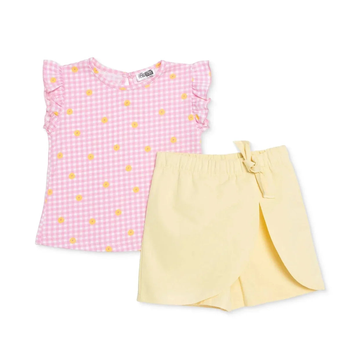 HelloBaby Floral Print Short Sleeve Baby Top & Shorts Set (6-9 Months to 4-5 Years) - Pink Printed