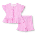 HelloBaby Floral Print Short Sleeve Muslin Baby Top & Shorts Set (6-9 Months to 4-5 Years) - Pink Printed