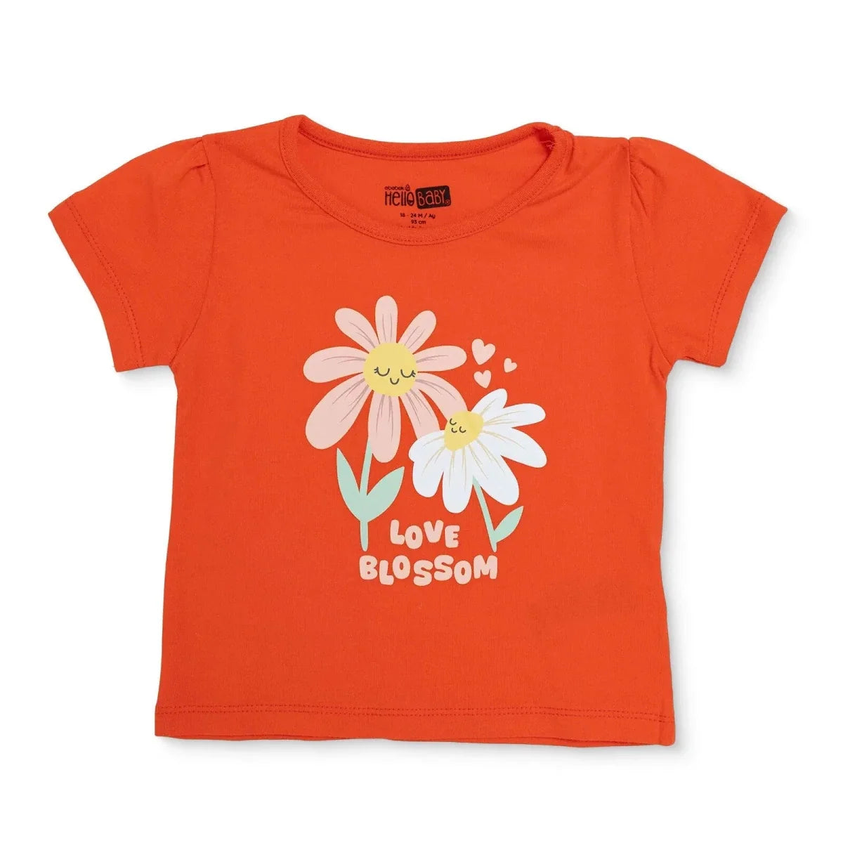 HelloBaby Short Sleeve Jersey Baby T-Shirt (3-6 Months to 3-4 Years) - Coral