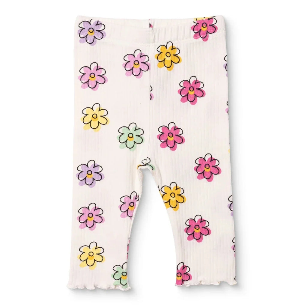 HelloBaby Floral Print Interlock Baby Leggings (1-3 Months to 12 Months) - Ecru Printed