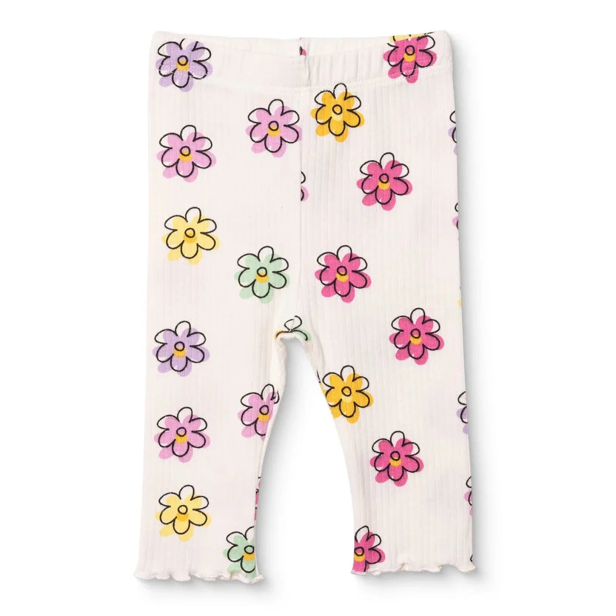 HelloBaby Floral Print Interlock Baby Leggings (1-3 Months to 12 Months) - Ecru Printed