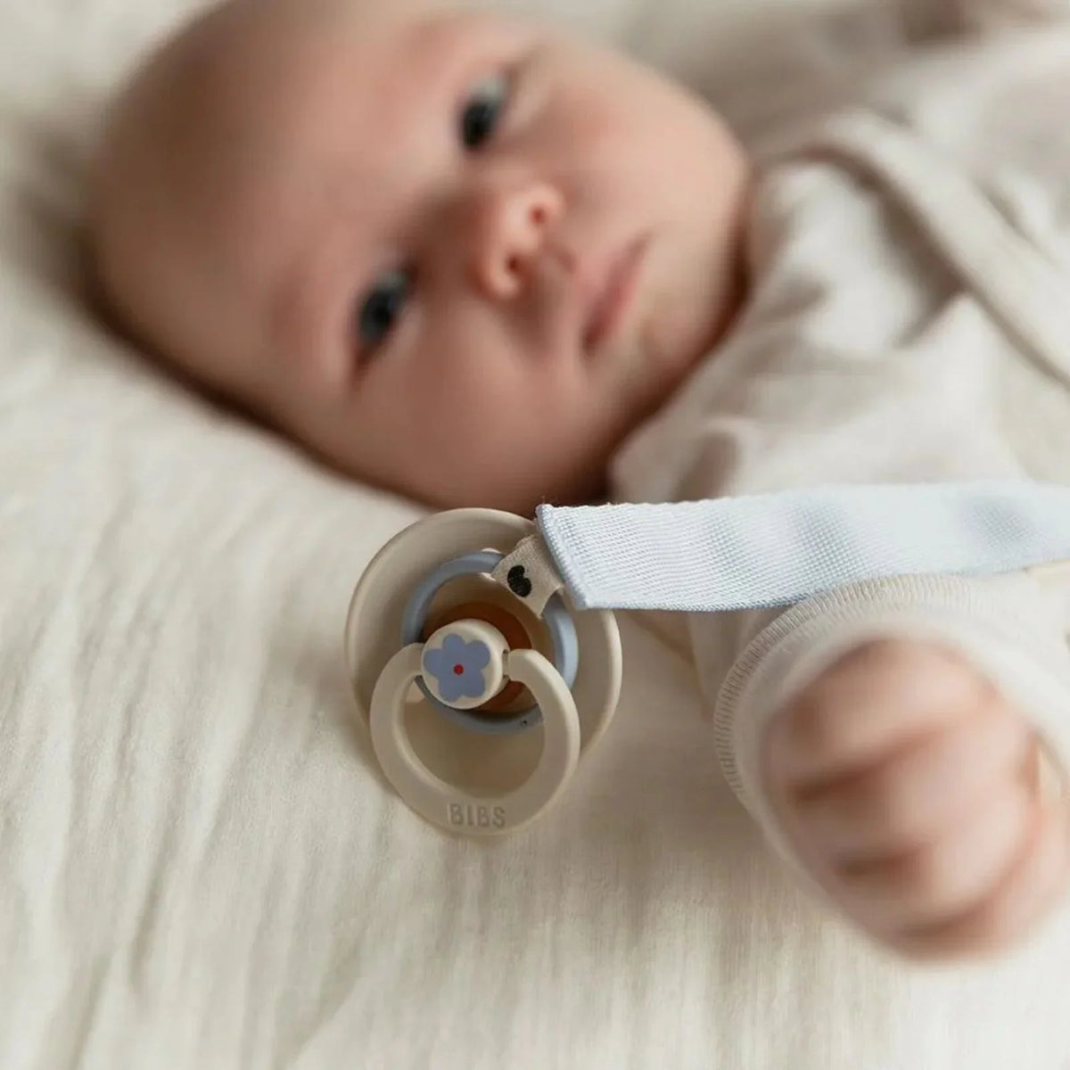 BIBS Soother Clip Ribbon - Dusty Blue
