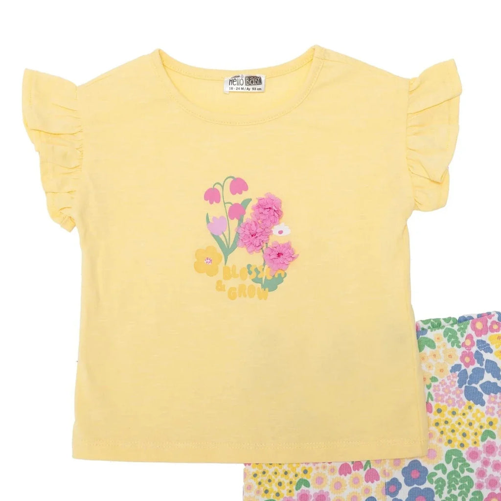 HelloBaby Short Sleeve Baby Top & Leggings Set (6-9 Months to 4-5 Years) - Yellow
